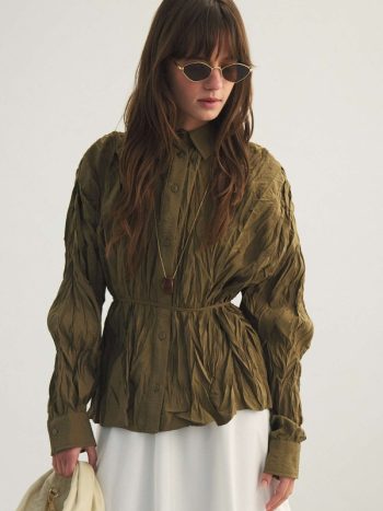 Crush Textured Khaki Shirt
