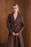 Front Pleated Double Set - Brown