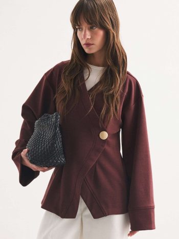 Cherry Kimono Blouse with Button Detail