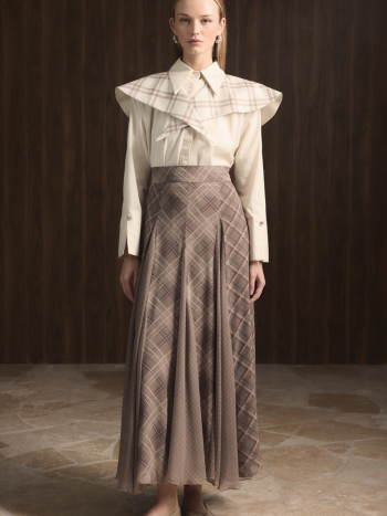 Plaid Chiffon Print Skirt - Çağla