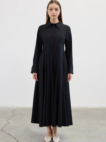 Black Tiered Dress with Ruffle Skirt