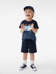 Men's Baby Cotton Appliqué Shark Print 2-Piece T-Shirt and Shorts Set
