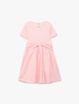 Kız Bebek Kısa Kollu Bisiklet Yaka Pamuklu Kaşkorse Fiyonklu Elbise