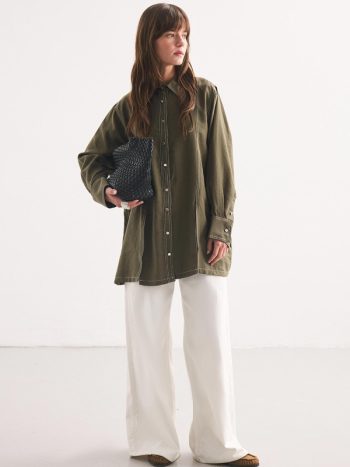 Gardenya Double-Stitched Detail Khaki Shirt