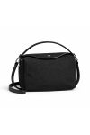 Black Canvas Bag with Leather Detail and Flap