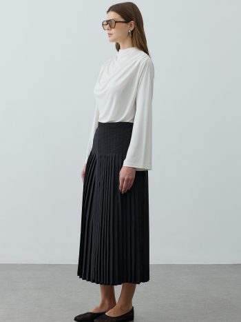 Black Flared Skirt with Overlay