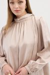 Klasik Saten Bluz Bej