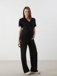 Black Waistband Maternity Sweatpants with Belly Panel