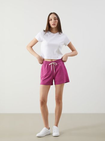 Women's Elastic Waist Plum Shorts