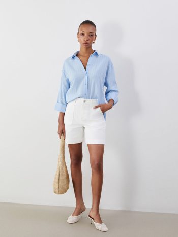 White Standard Fit Women's Denim Shorts