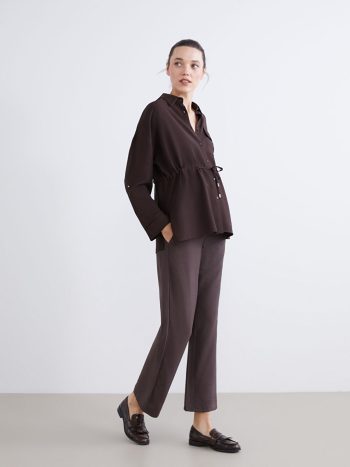 Brown Maternity Pants with Belly Panel