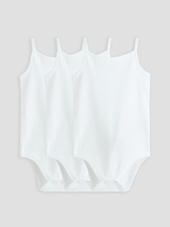 LCW Baby Ecru Strapped Snap-Button Bodysuit 3-Pack for Baby Girls