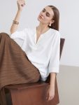 Ecru Asymmetrical Neckline Blouse
