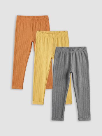 Brown Ribbed Boys' Baby Sweatpants 3-Pack