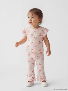 Pink Girls' Baby Ribbed Spanish Flare Leggings and T-shirt Set
