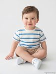 Beige Striped Boys' Baby T-Shirt and Shorts Set