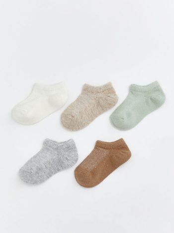 Ecru Baby Boy Sock Booties 5-Pack