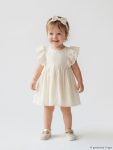 Beige Ruffled Baby Girl Dress with Headband