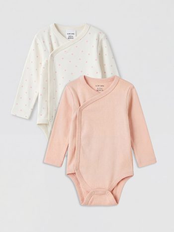 Ecru Baby Girl Snap-Back Bodysuit 2-Pack