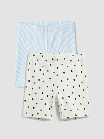 Blue Patterned Girl Baby Shorts 2-Pack