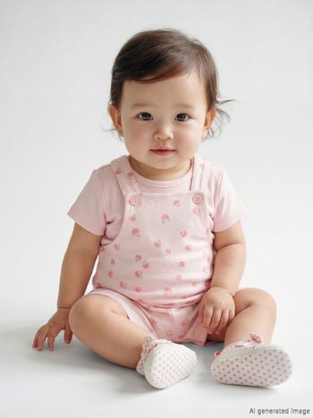 Pink Printed Baby Girl Overalls and T-Shirt Set