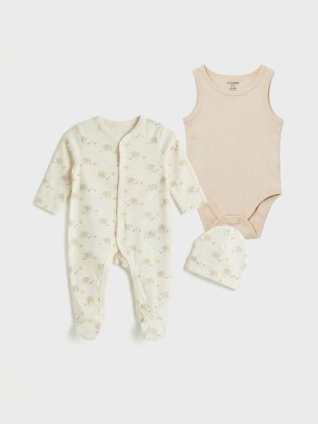 Ecru Print Newborn Boy Hospital Discharge Set