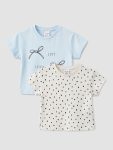 LCW baby Blue Bicycle Collar Printed Girls' Baby 2-Pack T-Shirts