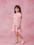 Pink Bicycle Collar Bow Detail Girls' Dress
