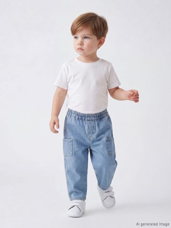 İndigo Loose Fit Erkek Bebek Kargo Jean Pantolon
