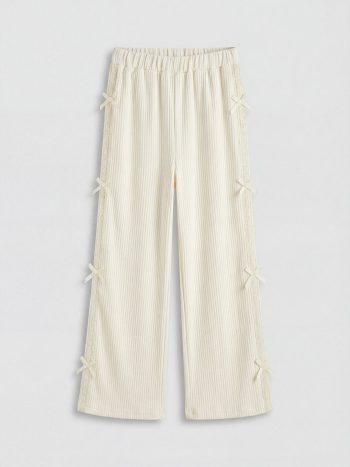 Ecru Lace and Bow Detail Girls' Pants