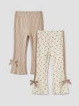 Beige Spanish Flare Baby Girl Leggings 2-Pack