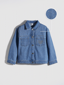Indigo Stone-Washed Girls' Denim Jacket