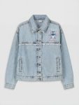 Mavi Stitch Baskılı Kız Çocuk Jean Ceket