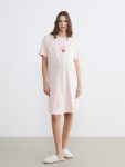 Pink V-Neck Polka Dot Maternity Nightgown