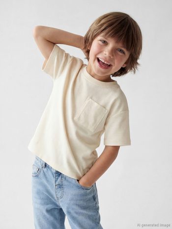 Beige Crew Neck Boys' T-Shirt