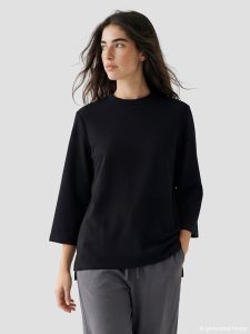 Siyah Dik Yaka Oversize Kadın Sweatshirt Tunik