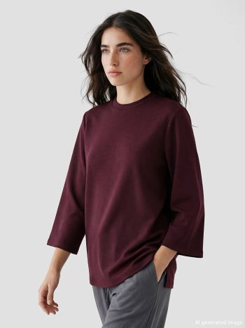 Plum High Neck Oversize Women's Sweatshirt Tunic