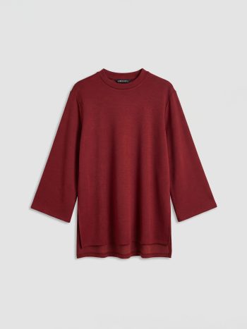 Bordo Dik Yaka Oversize Kadın Sweatshirt Tunik