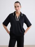Black Polo Neck Soft Touch Women's T-Shirt