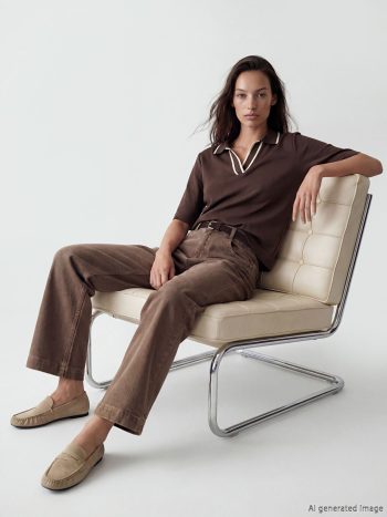 Brown Polo Neck Soft Touch Women's T-Shirt