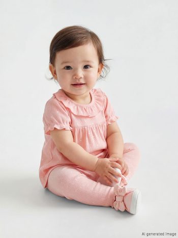 Pembe Baskılı Kız Bebek Bluz ve Tayt