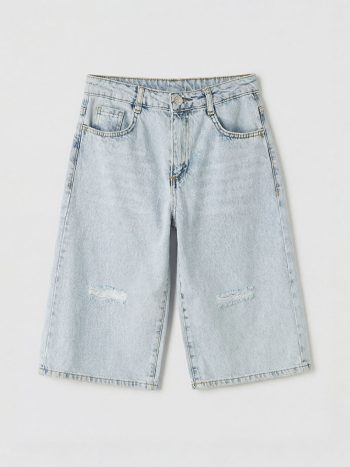 Blue Ripped Detail Girls' Denim Shorts
