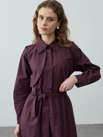 Plum Maxi Trench Dress