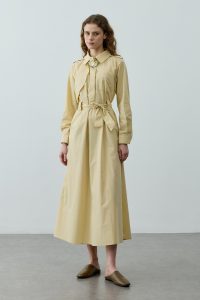 Yellow Maxi Trench Dress