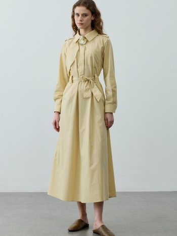 Yellow Maxi Trench Dress