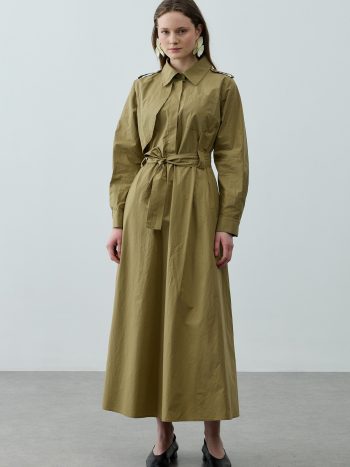 Green Maxi Trench Dress