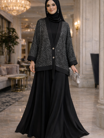 طقم موكا اللامع باللون الأسود