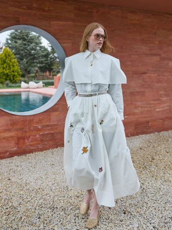 Embroidered Gathered Skirt in Ecru