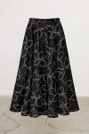 Embroidered A-Line Skirt in Black