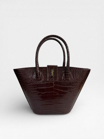 Ness Croco Oval Çanta Bordo